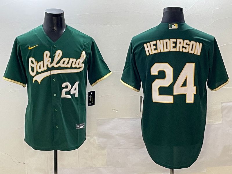 Men Oakland Athletics #24 Henderson Green Game 2025 Nike MLB Jersey style 2->oakland athletics->MLB Jersey